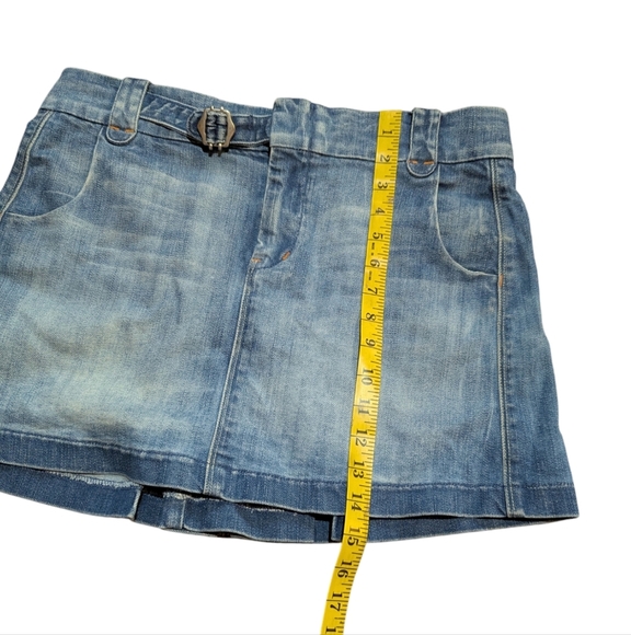 7 For All Mankind Denim Jean Mini Skirt Medium Wash size 31 Cowgirl Mean Girls - Picture 5 of 6